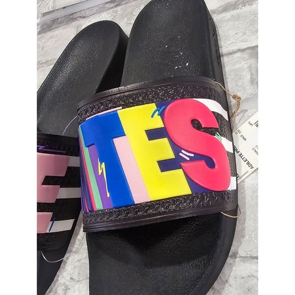 Adidas Originals Men\'s Adilette Slide Sandal Black White Black Pride Size 13 New main image 6